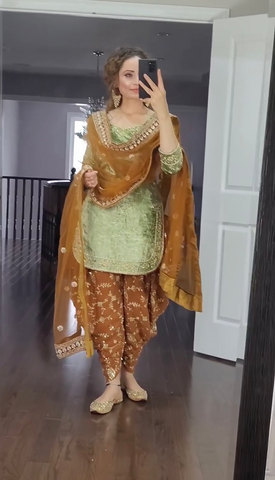 New Designer Party Wear Look Top ,Dhoti Salwar and Dupatta  NF-1097