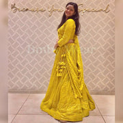 Rani and Lemon Yellow Colour Embroidered Party Wear Georgette Lehenga choli  SD 1059