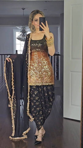 New Designer Party Wear Look Top ,Dhoti Salwar And Dupatta NF-1175-