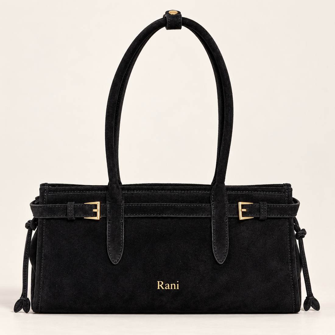 Amara Suede Shoulder & Crossbody Bag in Noir